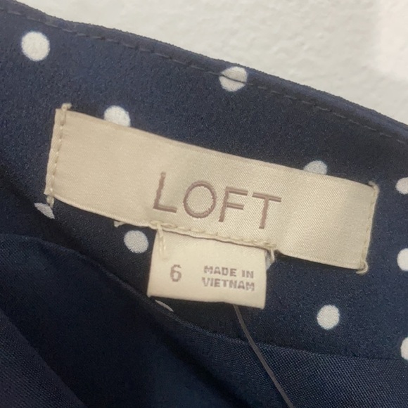 LOFT Navy Polka Dot Ruffle Wrap Skirt Size 6 - Picture 7 of 8